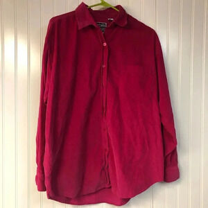 Details Express 100% Cotton Pink Corduroy Button Down Long Sleeve Large Vintage